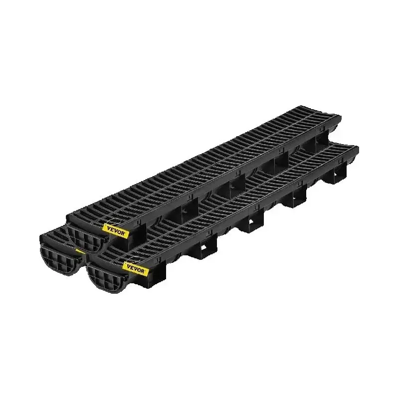 Caniveau de drainage en plastique noir avec grille
