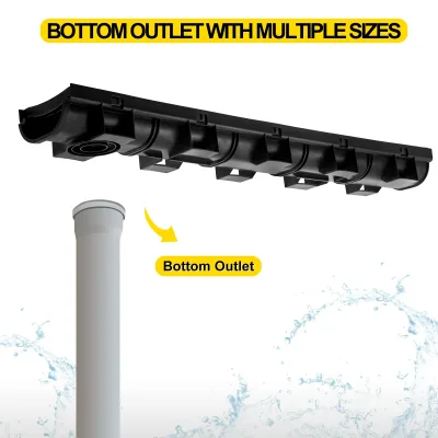 Caniveau de drainage en plastique noir avec grille – image 3