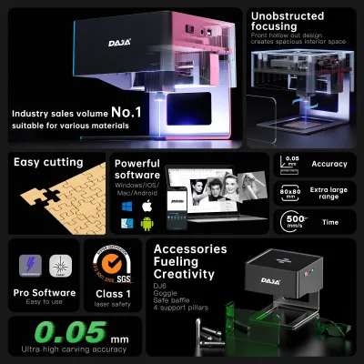 Graveur laser de bureau DJ6, zone 80 × 80 mm – image 3