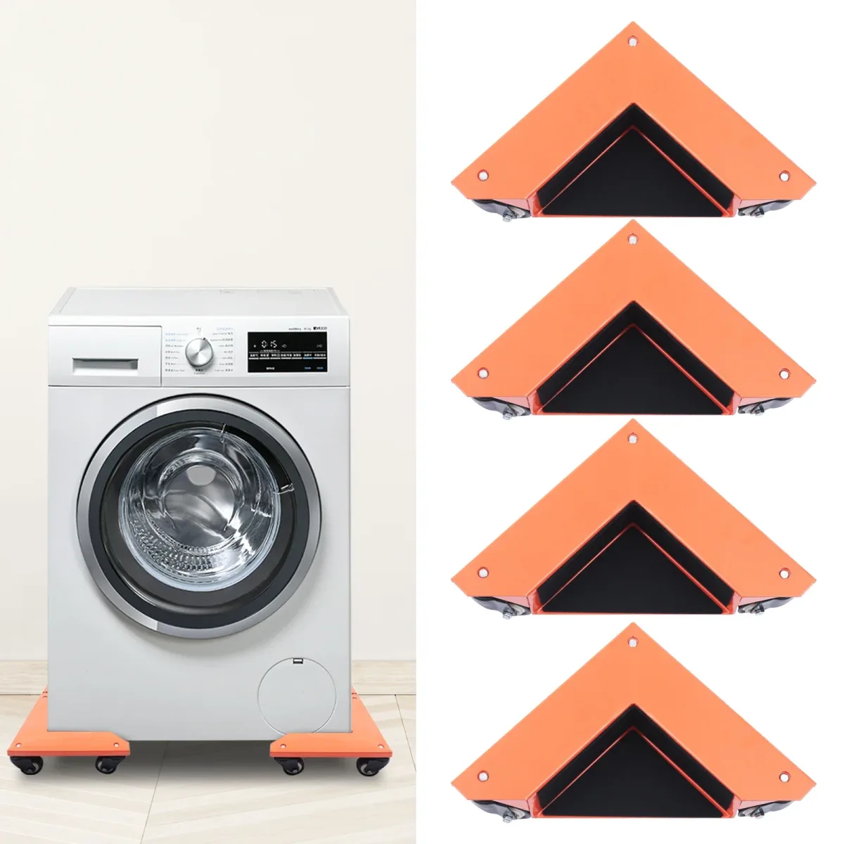 Lot de 4 roulettes triangulaires orange et noir