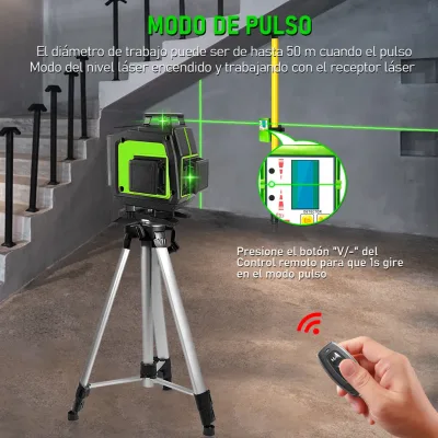 Niveau laser vert 12 lignes avec télécommande – image 2