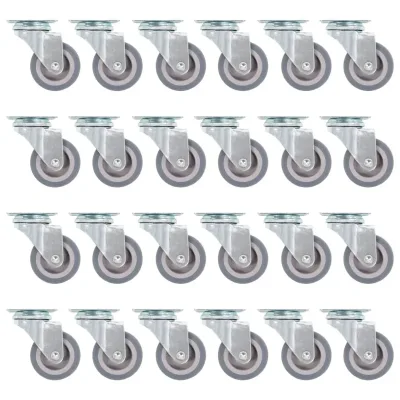 Roulettes pivotantes de 50 mm en TPR, lot de 24